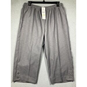 Alfred Dunner Pants Women's‎ 18W Gray Crop Elastic Waist Grandma Core Granny